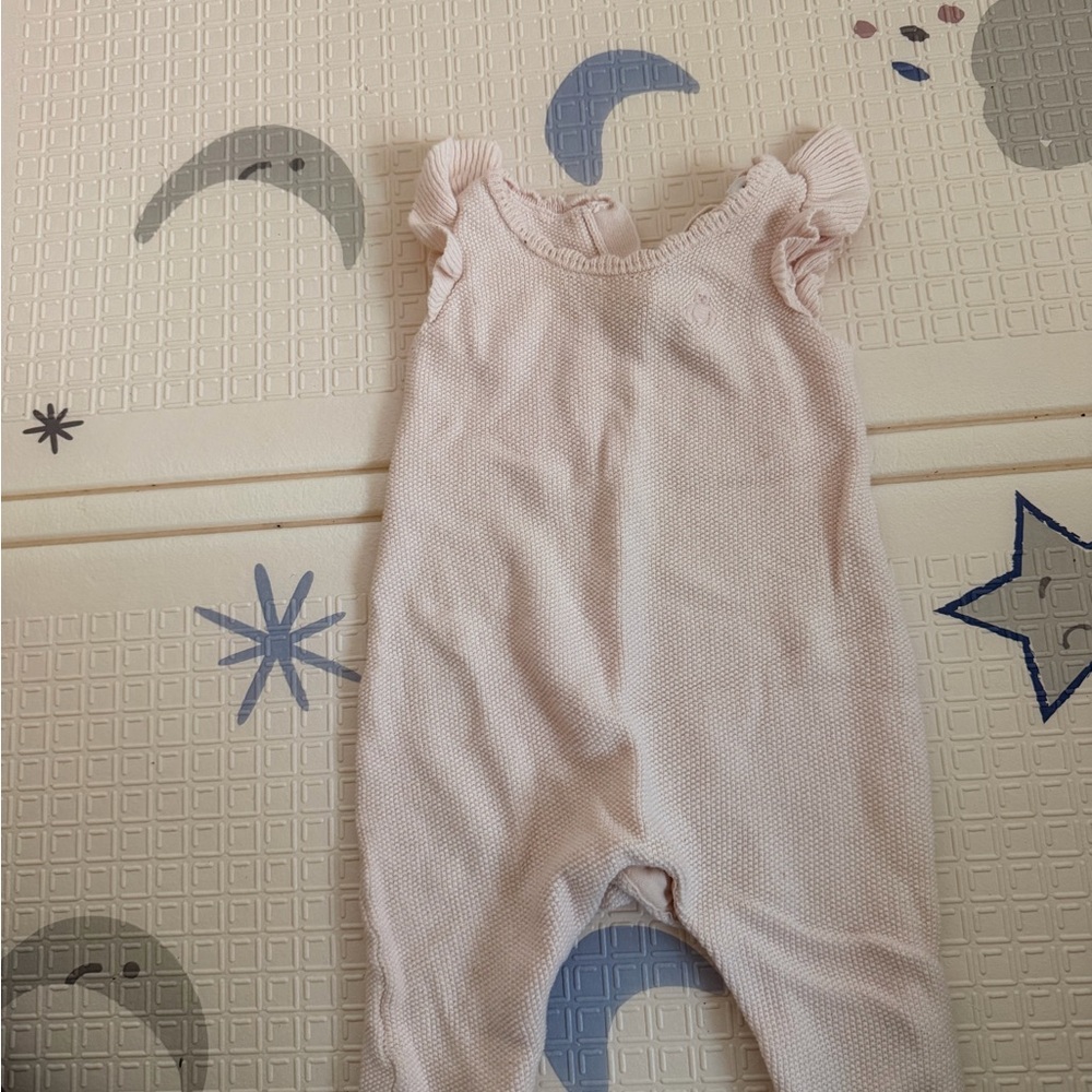 GAP Knit Light Pink Baby Romper with Ruffles